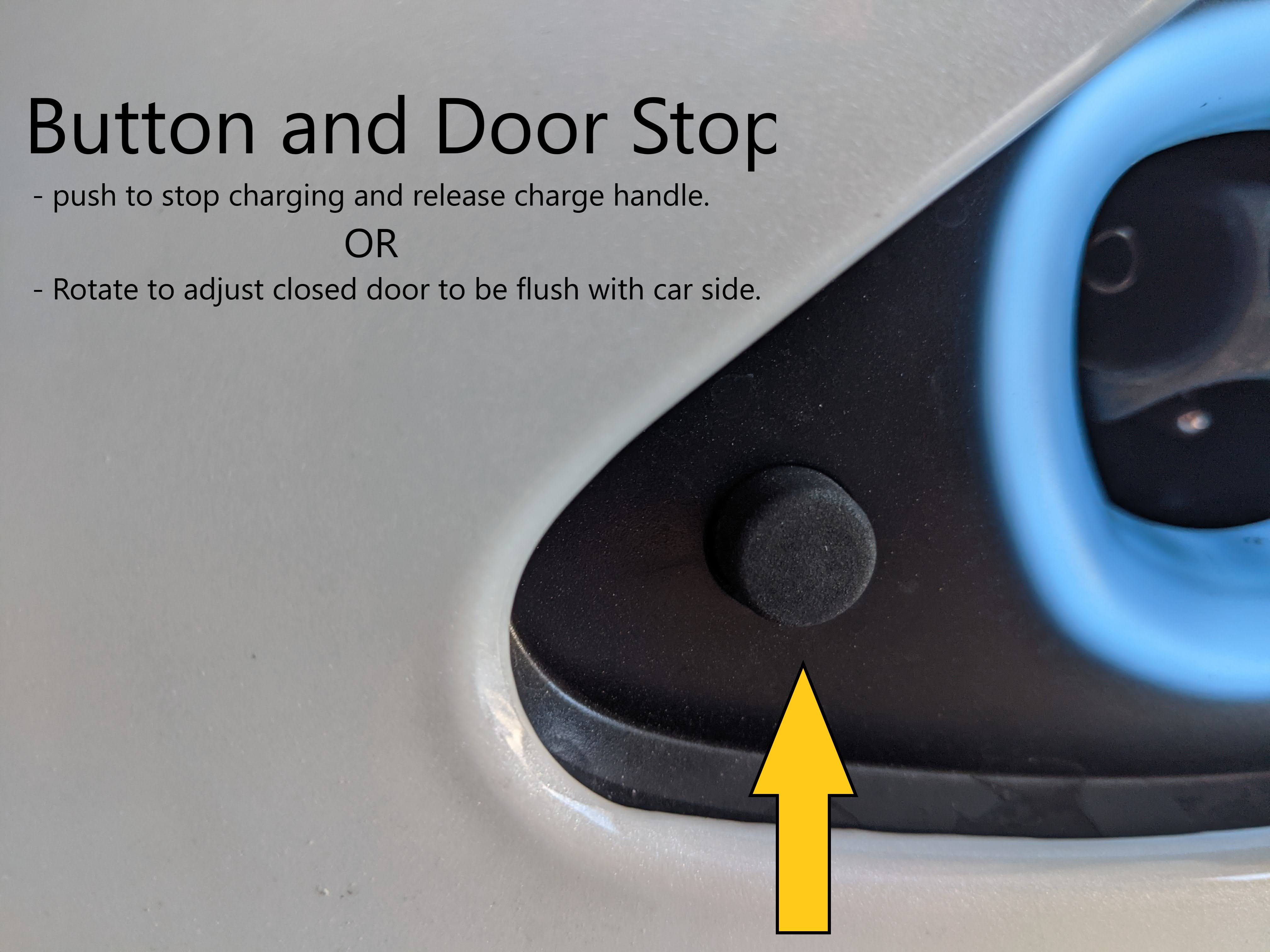 特斯拉充电口有一个打开/释放按钮，也可以作为充电口的门挡