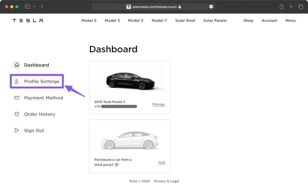 Tesla-Online-Account-Dashboard