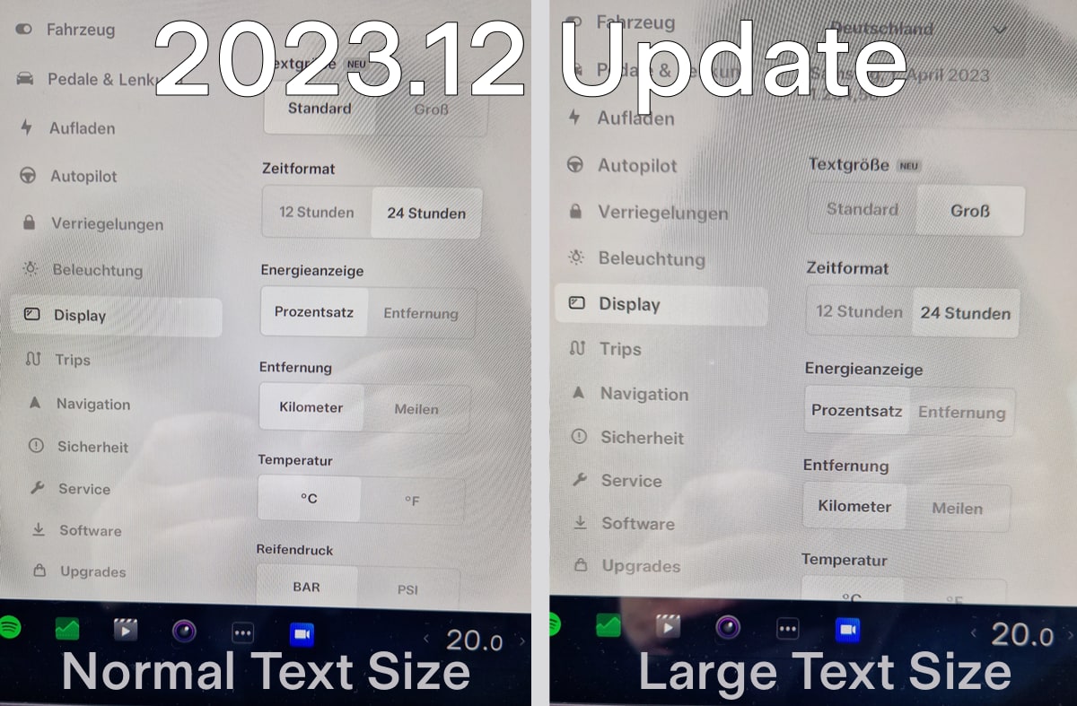 特斯拉更新2023.12：看看方向盘定制和文字大小调整的情况