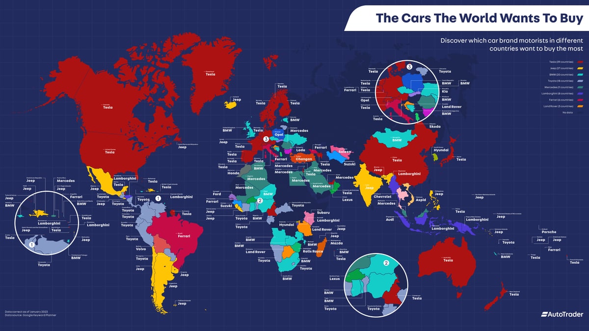 特斯拉在全球多个国家成为最受欢迎的汽车