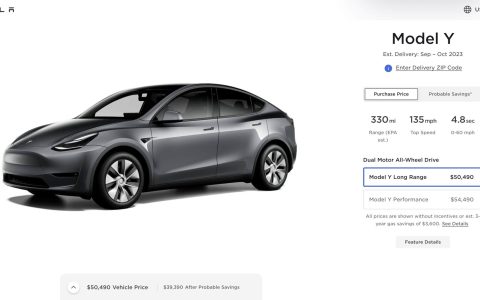 特斯拉从配置表中删除Model Y 双电机全轮驱动基本车型