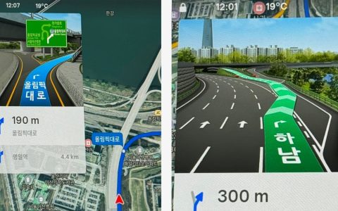 特斯拉在韩国为复杂路口添加详细导航视图