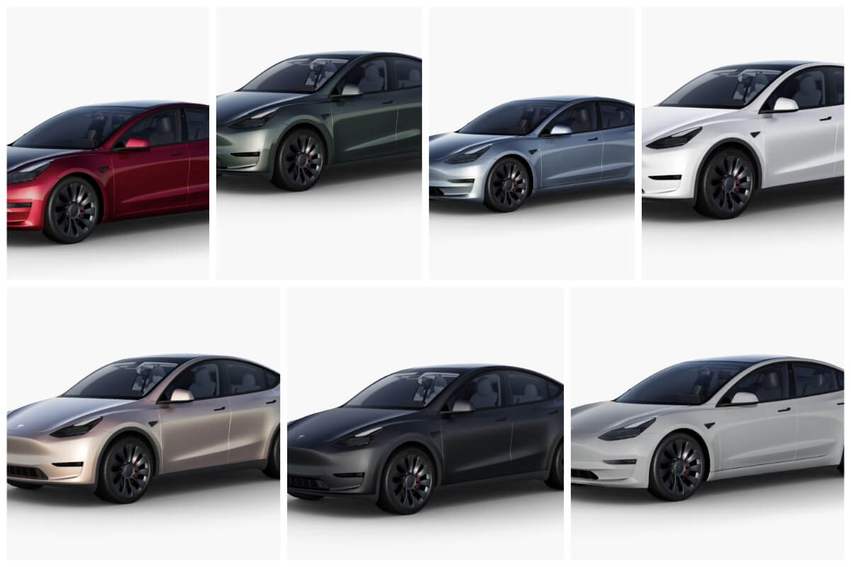 特斯拉推出七种新颜色的 Model 3 和 Model Y 车衣