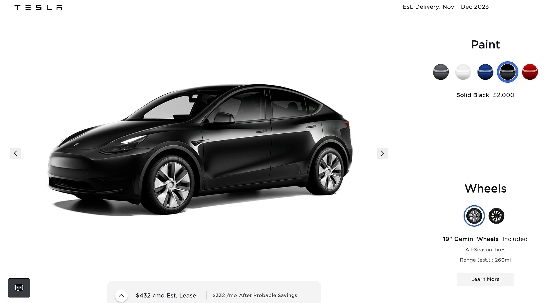 特斯拉在美国将 Model Y 纯黑版配色价格上调 500 美元