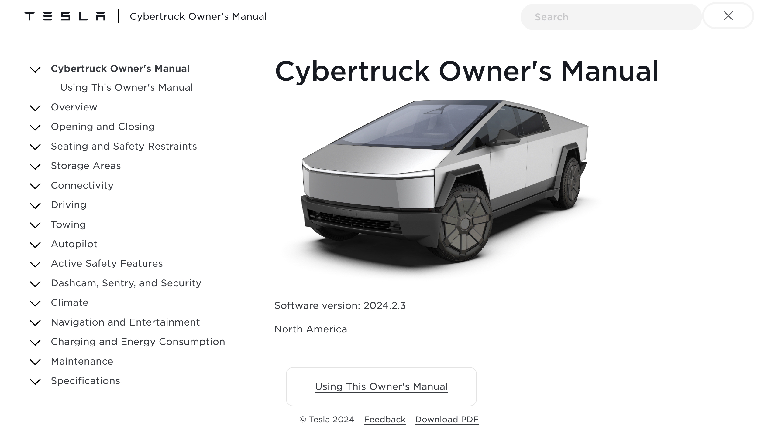 特斯拉推出 Cybertruck 服务和车主手册