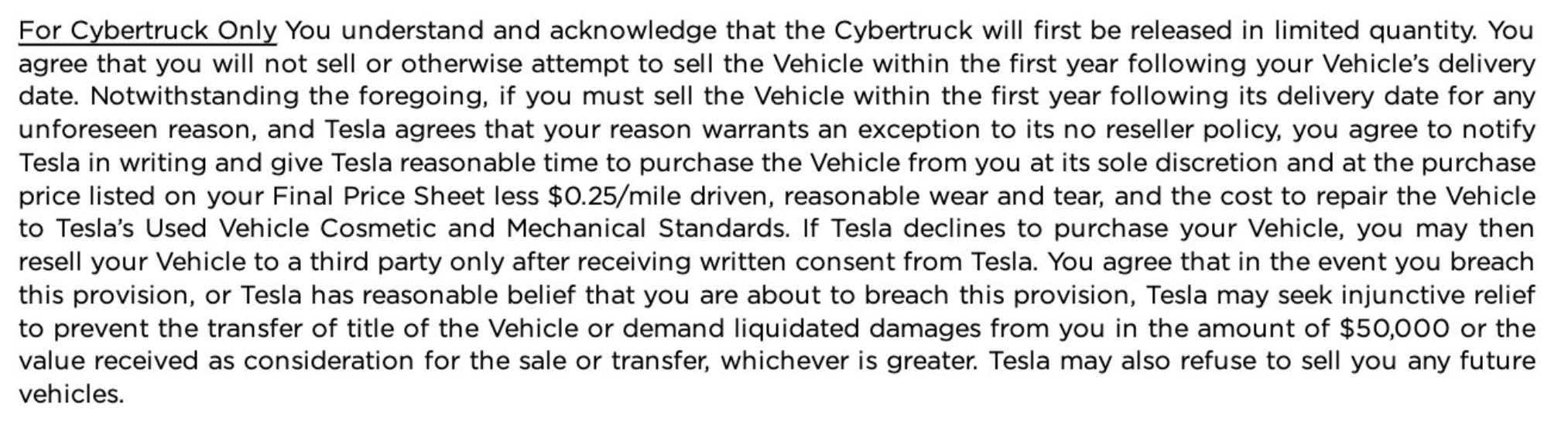 二手车商谈 Cybertruck 的转售协议